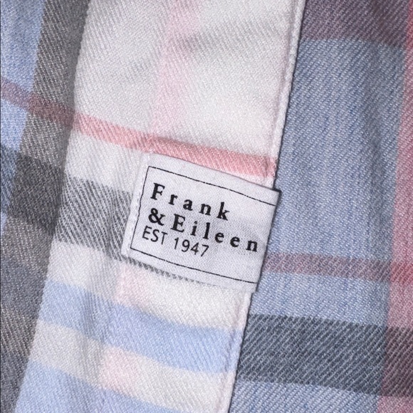 Frank & Eileen EILEEN Italian Cashmere-Touch Button Down in Pink/Blue Gray Plaid - Picture 7 of 8